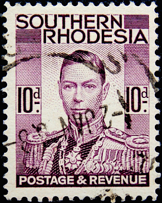 Родезия Южная 1937 год . Король Георг VI . 10 p . Каталог 4,40 €. 